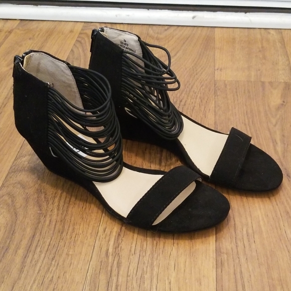 a.n.a Black Wedge Sandals - Picture 1 of 6